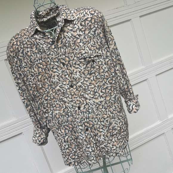 Vintage Shirt Wild Print Fabric Rayon Shoulder Pad - Picture 10 of 16